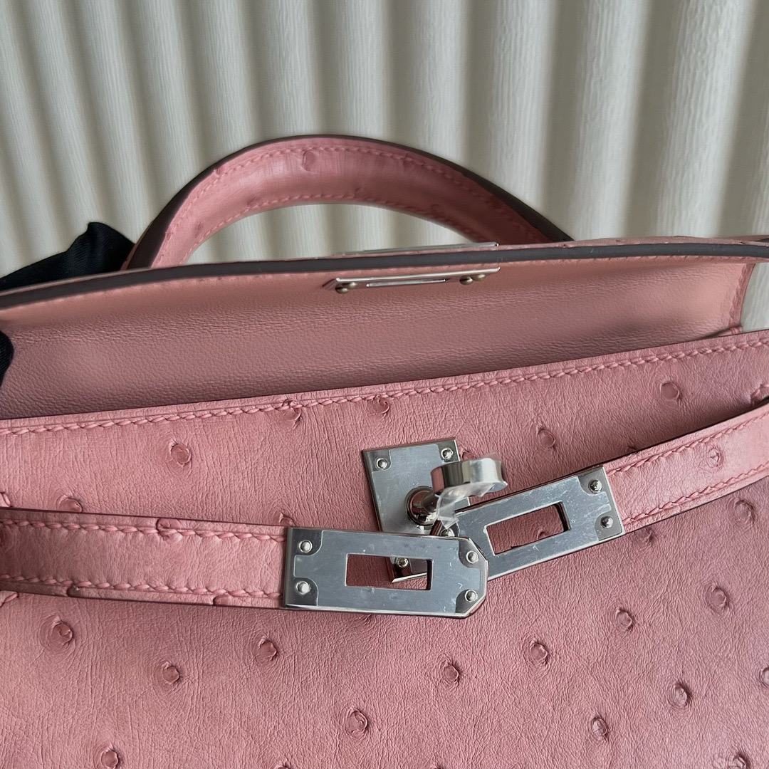 愛馬仕迷你凱莉二代尺寸大小 Hermes Kelly Mini Sellier Ostrich Terre Cuite陶瓷粉