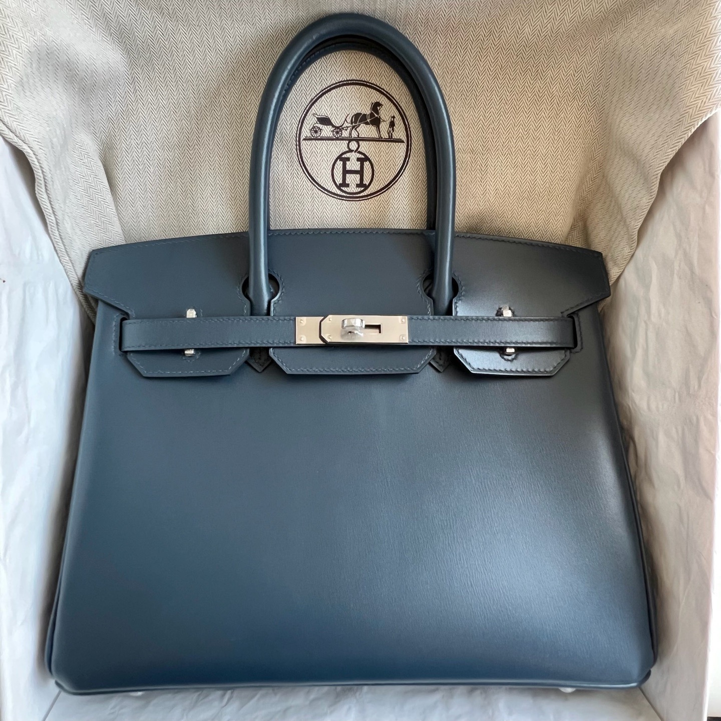 愛馬仕鉑金包價格及圖片Hermes Birkin 30 Box Bleu De Presse 普魯士藍