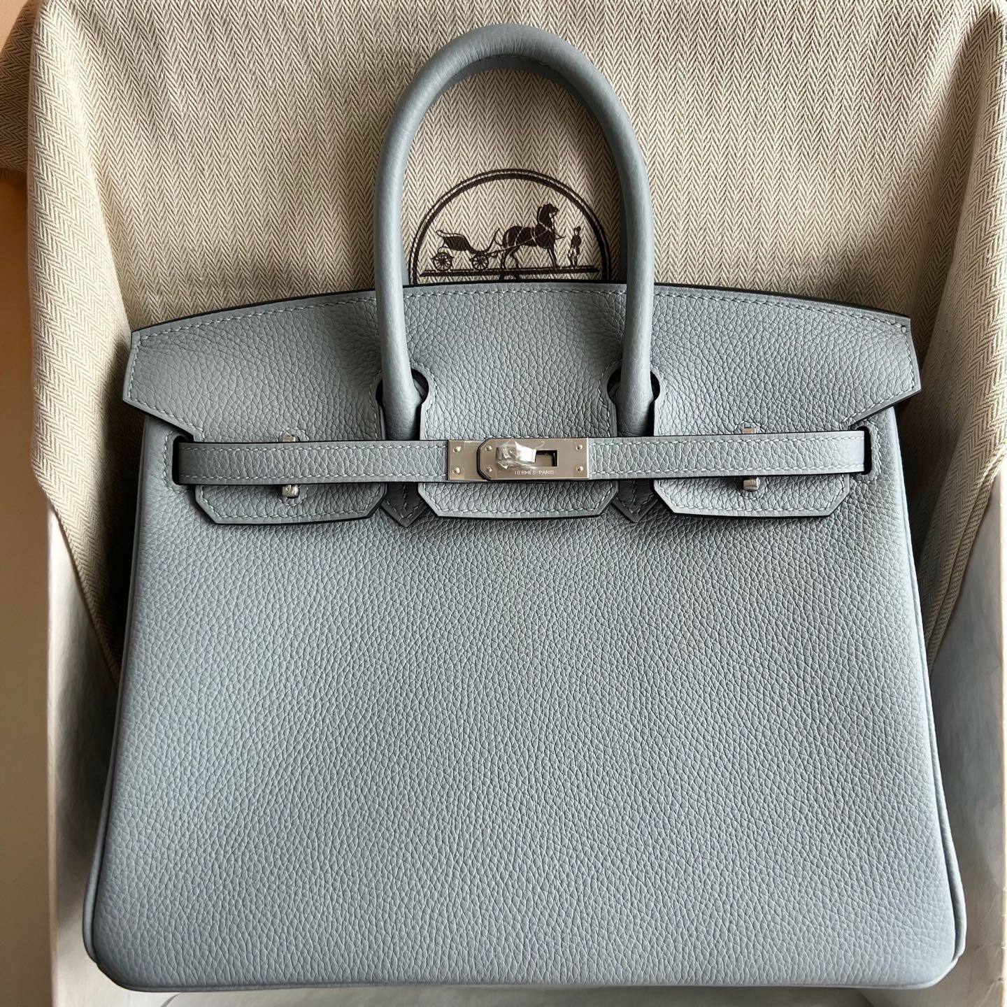愛馬仕birkin25專櫃多少錢 Hermes Birkin 25 Togo J7 Bleu Lin亞麻藍銀色五金