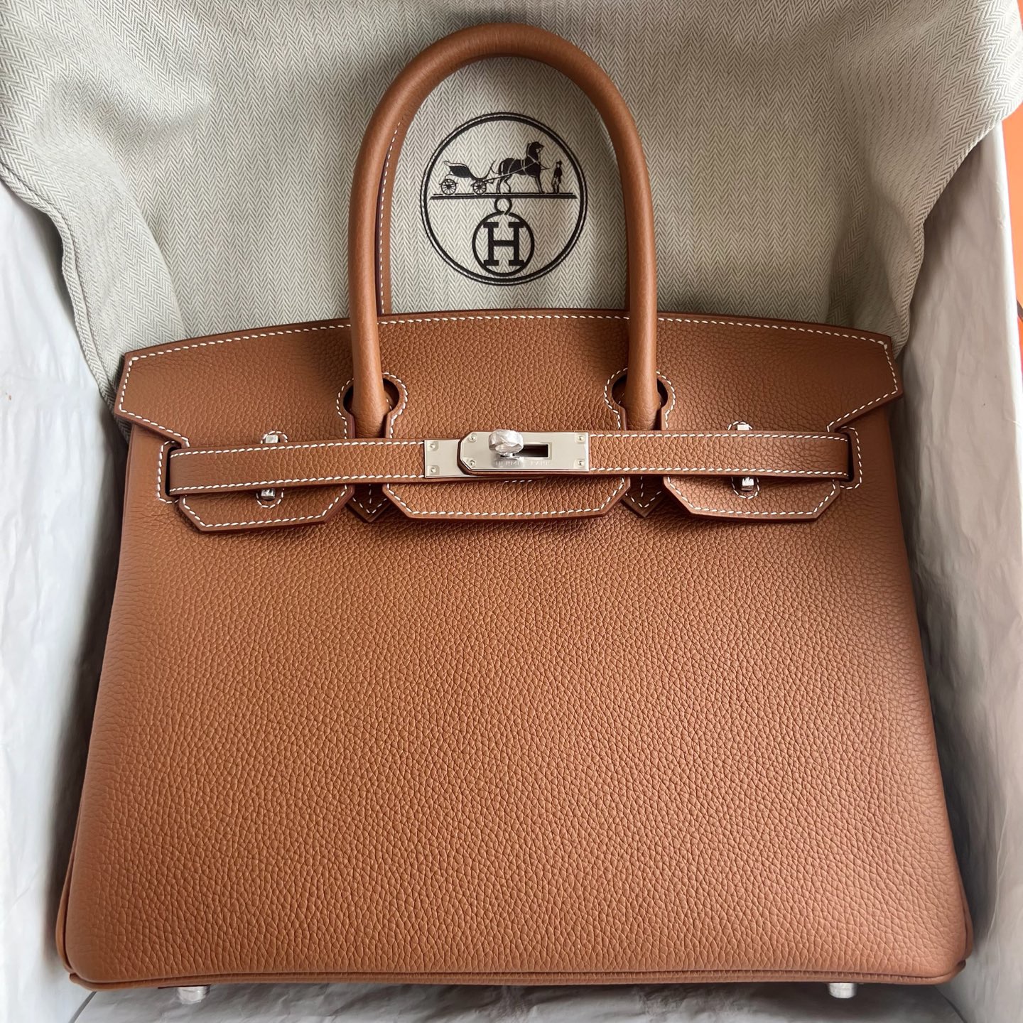 加拿大愛馬仕birkin30專櫃價格 Hermes Birkin 30 Togo Gold金棕色銀色五金