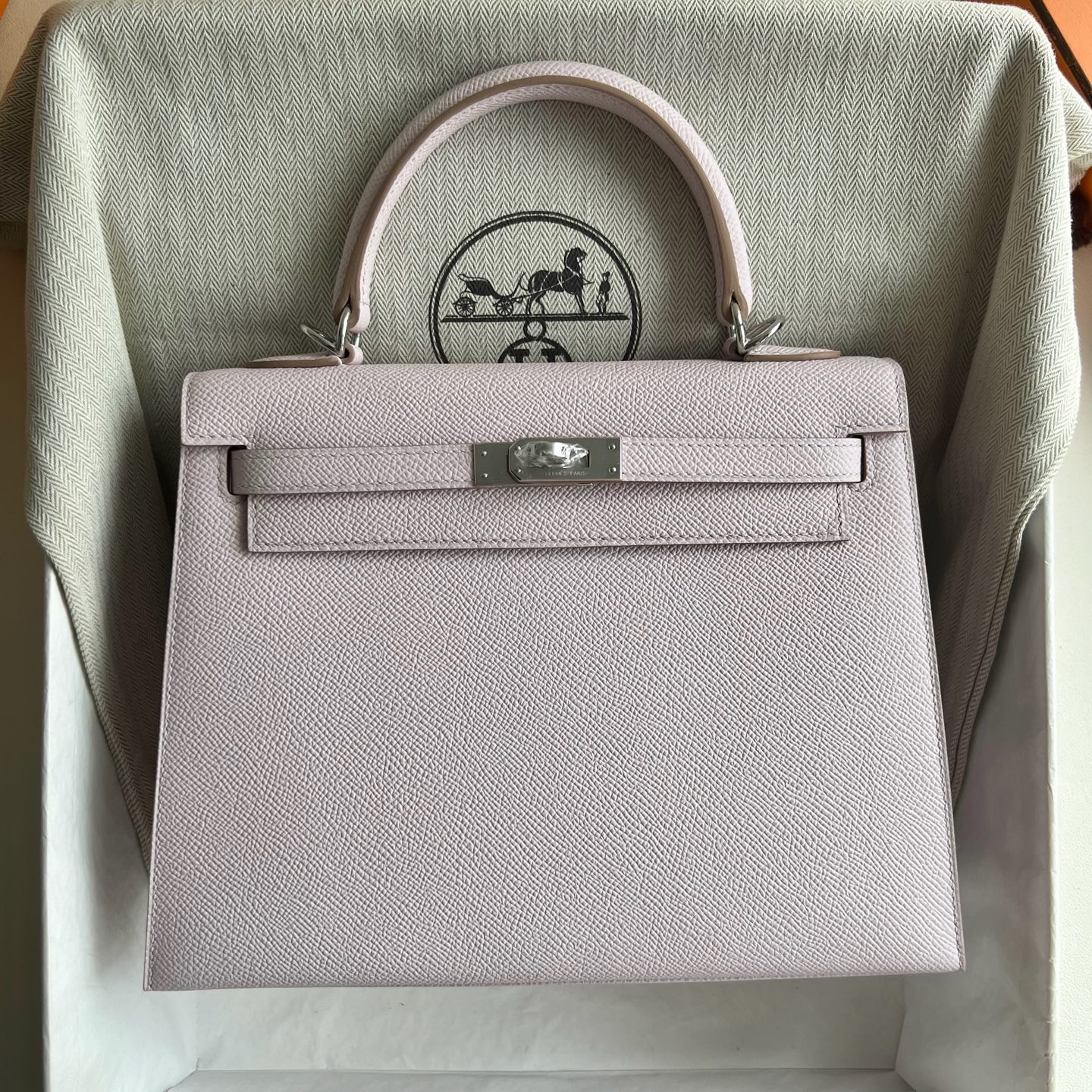 愛馬仕凱莉25澳大利亞多少錢 Hermes Kelly Sellier 25 Epsom Mauve Pale夢幻粉紫