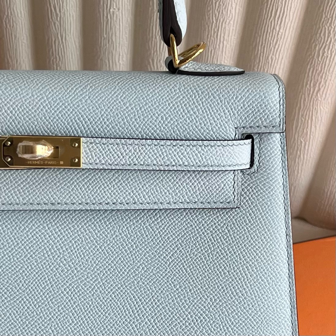 愛馬仕凱莉25澳大利亞專櫃價格 Hermes Kelly Sellier 25 Epsom Bleu Brume霧藍色