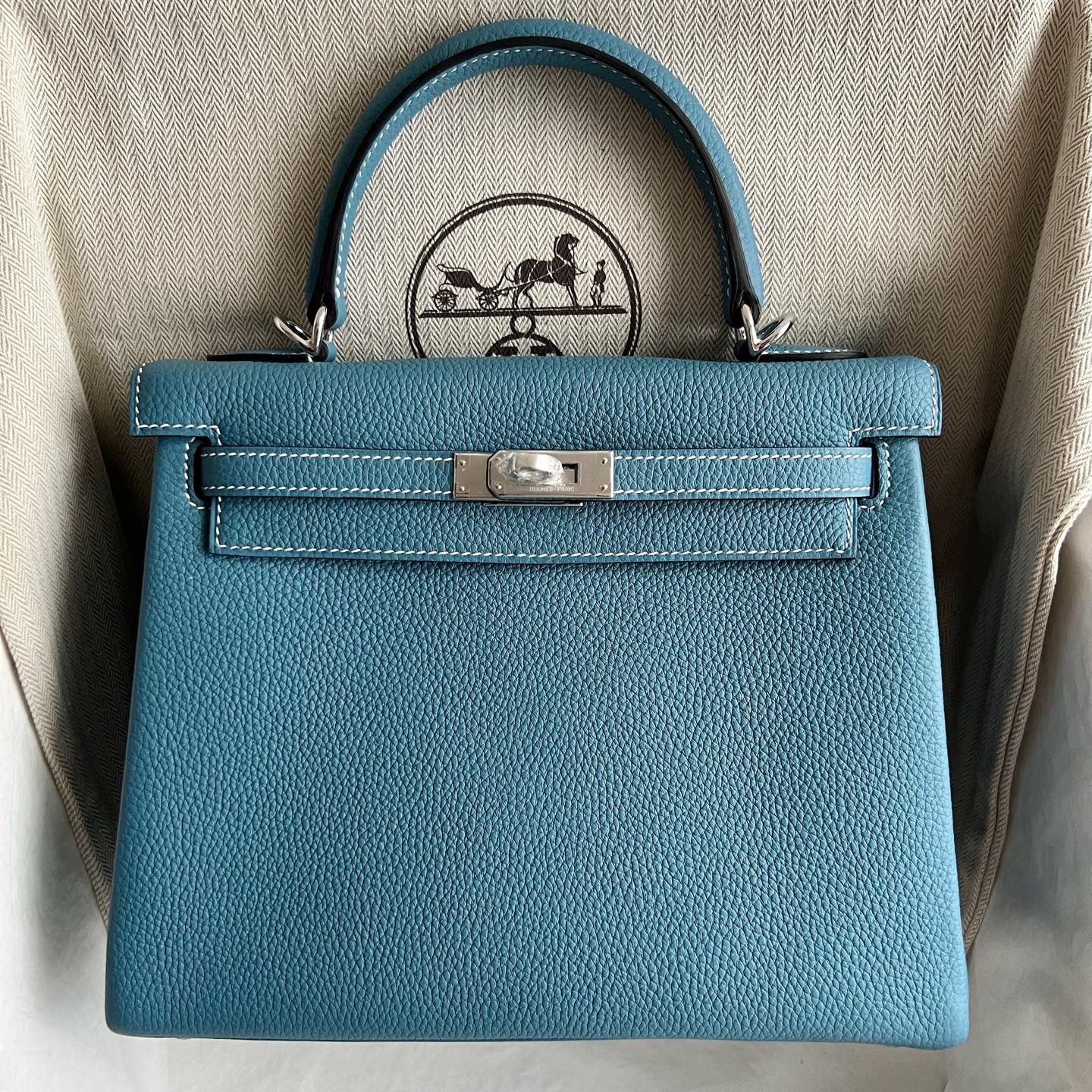 愛馬仕凱莉包澳大利亞官方價格 Hermes Kelly Retourne 25 Togo new bleu jean新牛仔藍