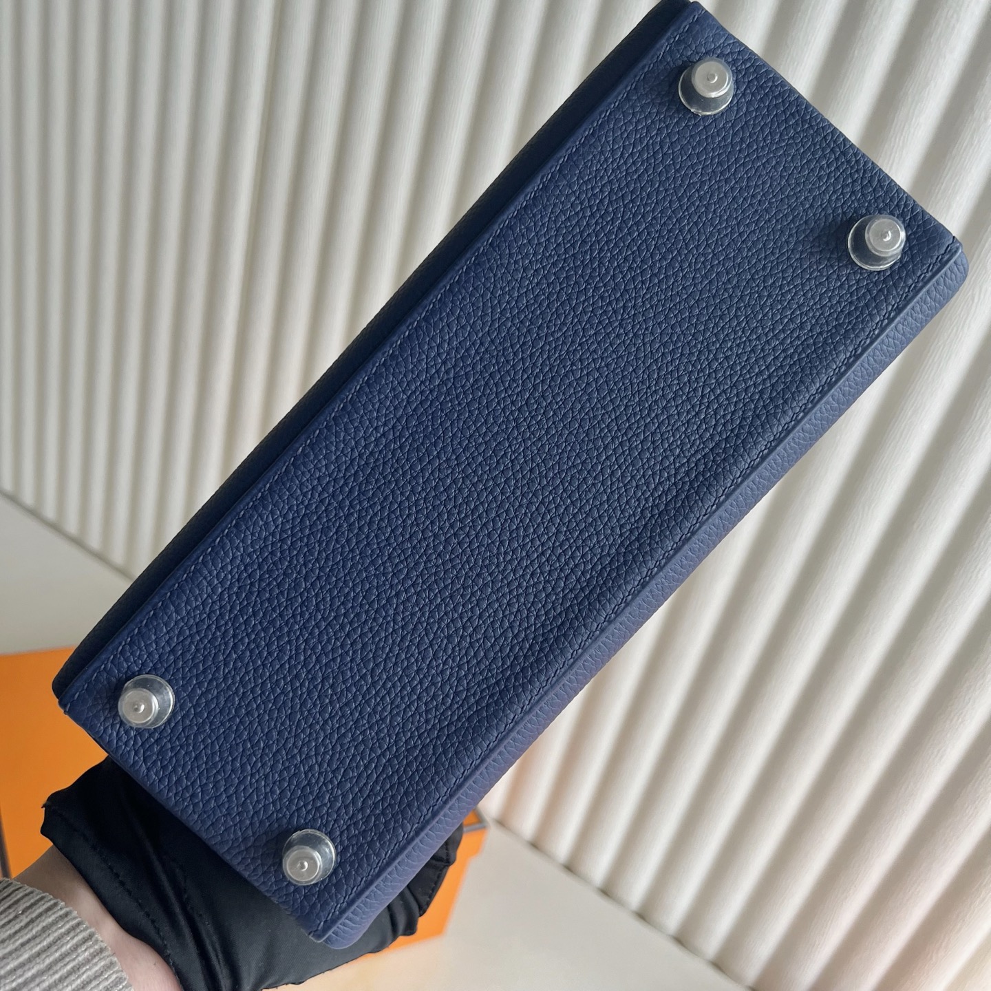 愛馬仕入門款凱莉包實拍圖 Hermes Kelly Retourne 25 Togo Bleu Saphir寶石藍銀色五金