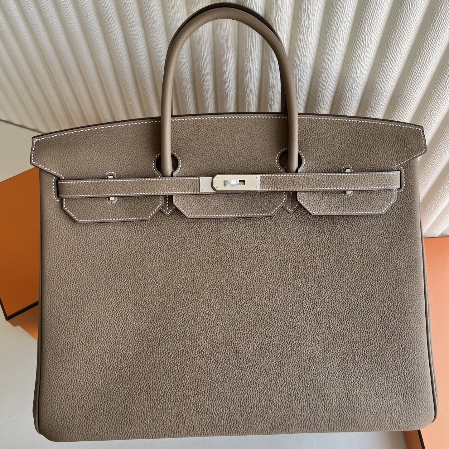 愛馬仕鉑金包圖片大全 Hermes Birkin 40 Togo Leather Etoupe大象灰 銀色五金