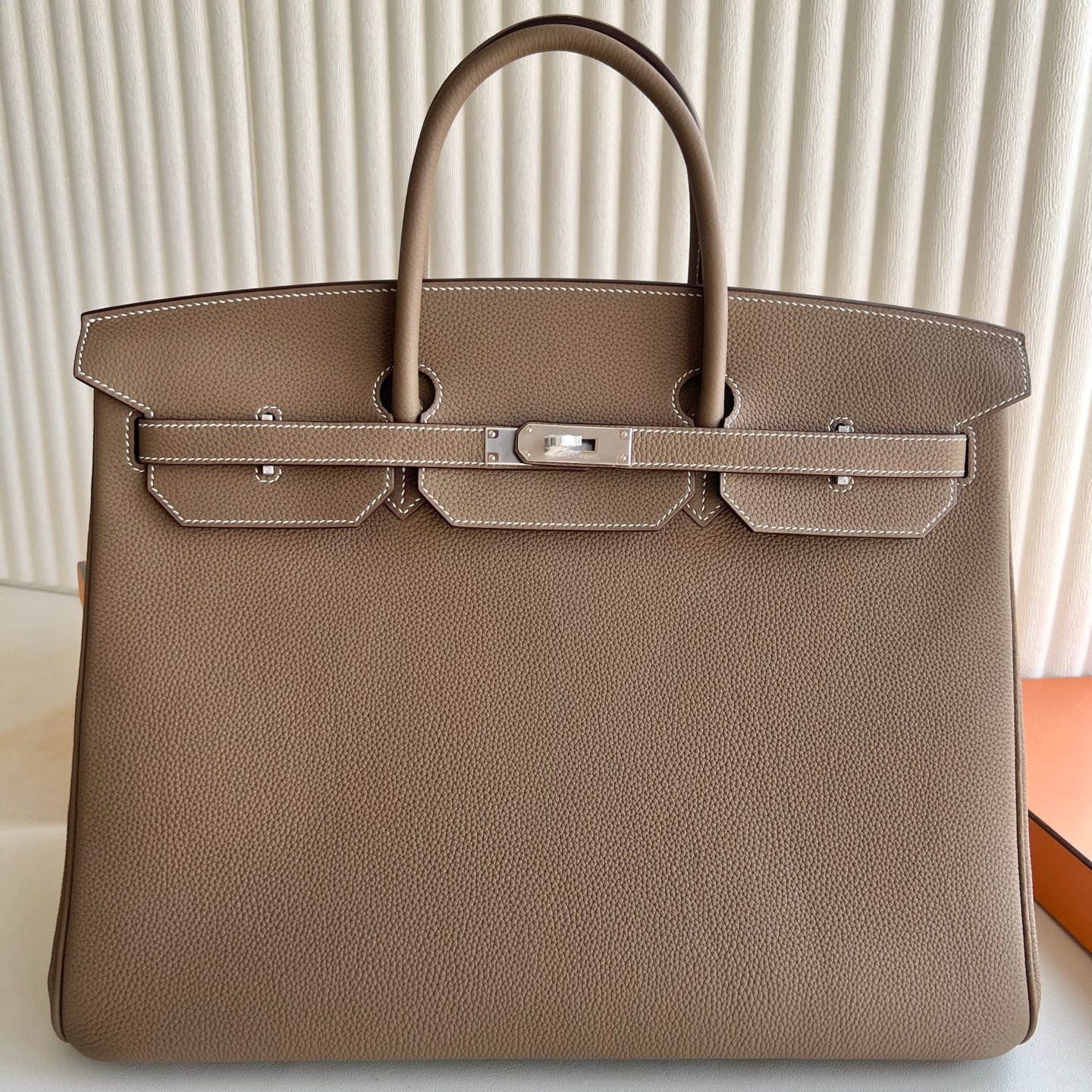 愛馬仕鉑金包圖片大全 Hermes Birkin 40 Togo Leather Etoupe大象灰 銀色五金