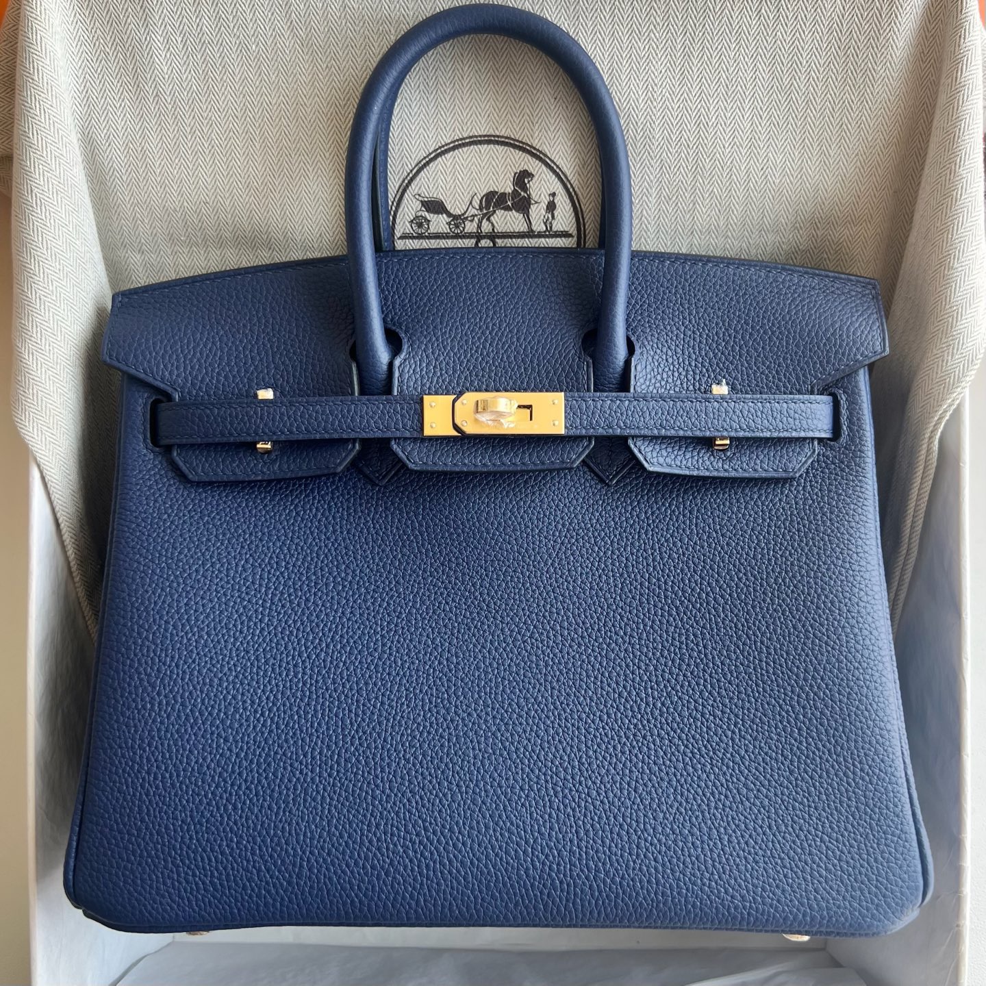 愛馬仕鉑金包多少錢Hermes Birkin 25 Togo 73 Bleu Sapphire寶石藍金色五金